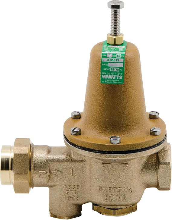 Watts LFU5B-Z3 Series 2" Lead-Free Cast Copper Silicon Alloy Water Pressure Reducing Valve, NPT Female Union Inlet x NPT Female Outlet, Adjustable Pressure 25 to 75 psi, Maximum 300 psi