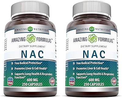 Amazing Formulas NAC 600 Mg | N-Acetyl Cysteine Supplement | Capsules | Non-GMO | Gluten Free | Made in USA 2 Pack, 250 Count