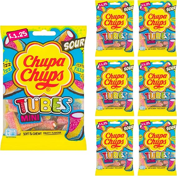 Soft & Chewy Fruity Mini Tubes by Chupa Chups – 120g Candy Treats (6)