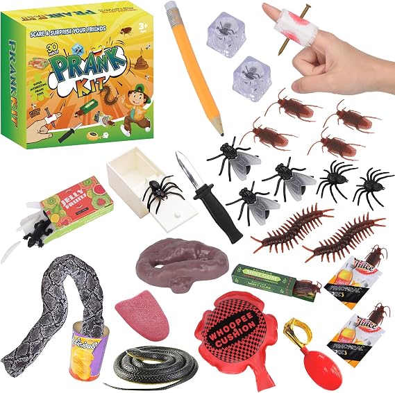 ALLROAD Prank Kit Pranks for Kids Adults | Joke Box-Ultimate Gift Set 30 Ultimate Practical Jokes and Pranks for Kids | Prank Toys Pack Set Box for Gifts