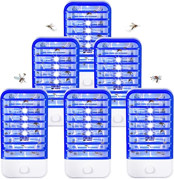 2026 6Pack Bug Zapper Indoor Plug in Mosquito Zapper Indoor,Gnat & Fruit Fly Trap Indoor,Electronic Fruit Fly Zapper Insect Killer with 365nm Blue Light,Plug in Gnat Killer for Kitchen & Indoor Plant