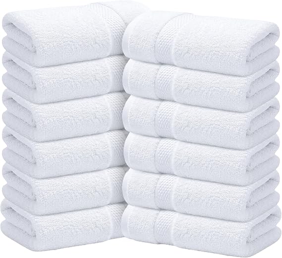 Infinitee Xclusives 100% Cotton Luxury Wash Cloths for Showering - 12 Pack