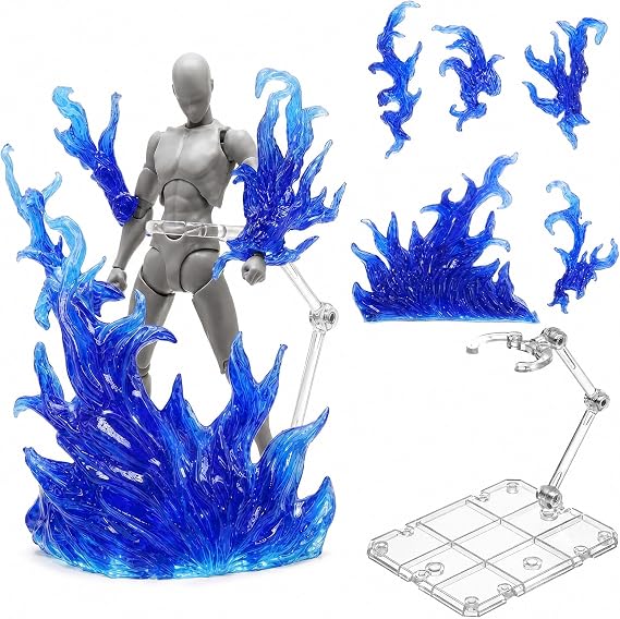 Action Figure Stand Set with Fire Effects - Purple & Blue Display Holder for 6-12 Inch Models Easy Assembly and Sturdy Support