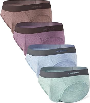 Separatec Mens Underwear Briefs, Breathable Cooling Rayon Made from Bamboo Underwear, Dual Pouch Mens Briefs 4 Pack