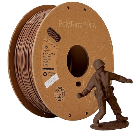 Polymaker Filament for 3D Printer PolyTerra PLA 1.75mm Diameter 1000g Army Brown