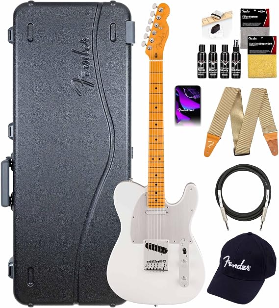 Fender American Ultra II Telecaster - Avalanche Bundle with Case, Strap, Cable, Hat, and Guitar Cleaning Kit