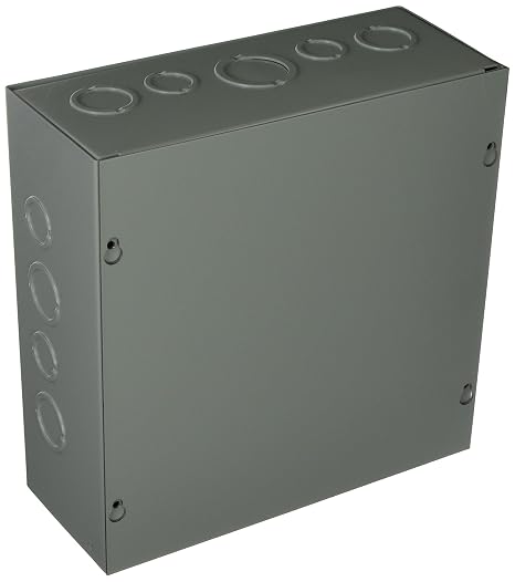 Hoffman ASE10X10X4 Pull Box, Screw Cover with Knockouts, Steel, 10" x 10" x 4", Gray