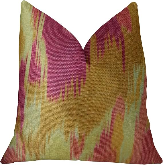 Plutus Brands Plutus Electra Magenta Orange and Cream Handmade Luxury Pillow, 20" x 30" Queen