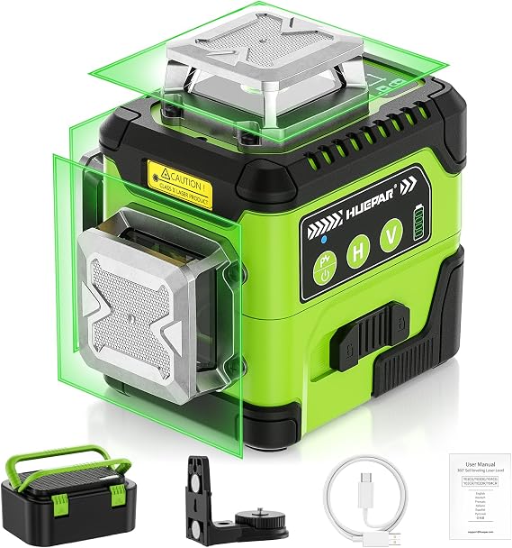 HUEPAR Laser Level 3 x 360 High Brightness Self Leveling with LCD Screen