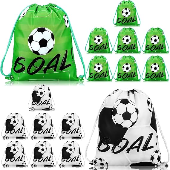 Shappy 16 Pcs Soccer Snack Bags, 12 x 10 Inch Football Team Drawstring Bag