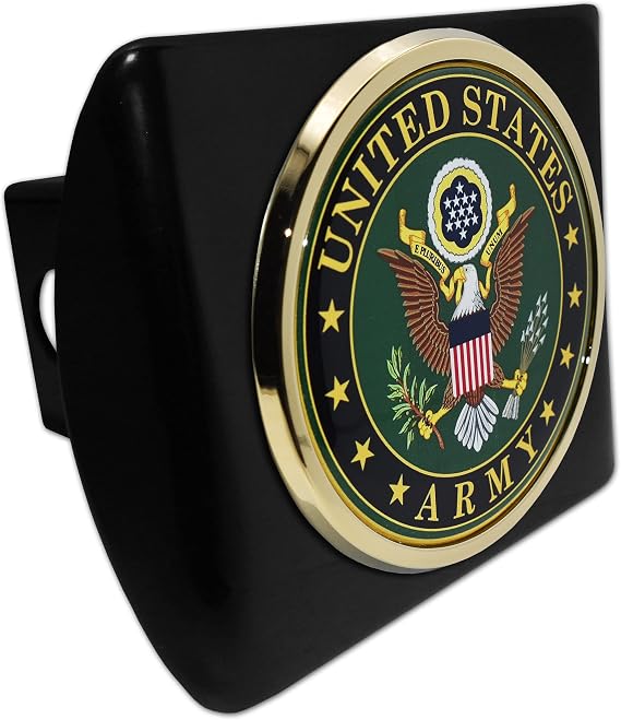 Elektroplate Officially Licensed U.S. Army Eagle Crest All Metal Black Hitch Cover for Trucks and SUVs | Fits Standard 2" Trailer Hitch Receivers | Premium Weatherproof