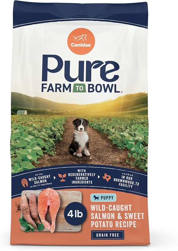 CANIDAE Pure Farm to Bowl, Puppy, Wild-Caught Salmon & Sweet Potato, 4 lb