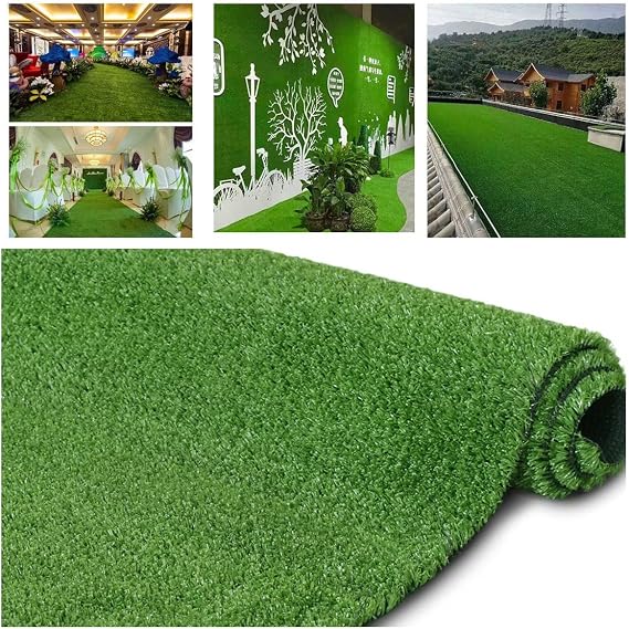 Petgrow Artificial Grass Turf Lawn 7FTX10FT,Economy Indoor Outdoor Synthetic Grass Mat, Backyard Patio Garden Balcony Rug, Rubber Backing/Drainage Holes
