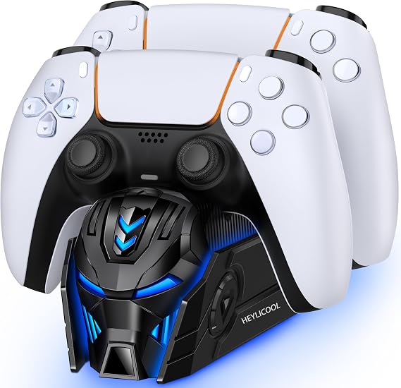 PS5 Controller Charger Station Compatible with PlayStation 5 Dualsense Controllers - LED Dual Charger Dock PS5 Controller Charging Station Accessories for Playstaton 5 Faceplates DualSense Edge-Black