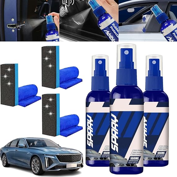 Car Rubber Seal Protectant & Windowtrack Lubricant - Protects & Conditions Doors, Windows, Hoods, Trunks - Rejuvenates Color & Flexibility of Old & Dry Seals - Weatherproofing & UV Protection (3Pcs)
