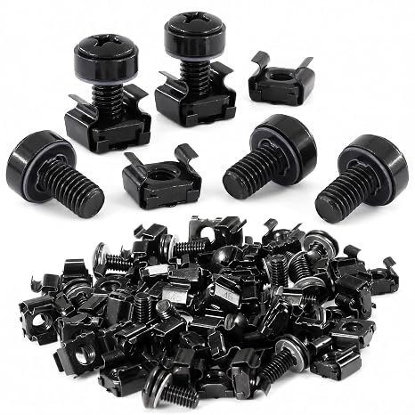 60 Pack M6 x 20 mm Server Rack Screws Computer Rack Mount Screws Cage Nuts and Screws Square Insert Nuts for Audio Server Console Mounting Routers, Shelves, Enclosures, Cabinets
