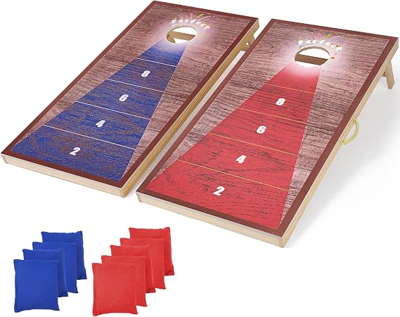 Cornhole Board Set, 4 x 2 FT Corn Hole Games for Adults, Corn Hole Boards Set with 9 Bean Bags, Travel Case, Regulation Size, Corn Hole Toss Game for Outside Activities