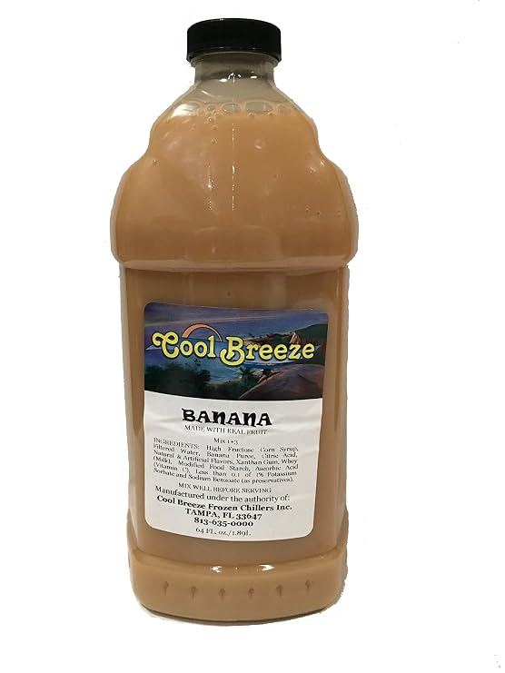 Coolbreeze Banana Frozen Drink Machine Mix - Ready to Use Frozen Slushie Flavor Syrup - 1/2 Gallon Bottle
