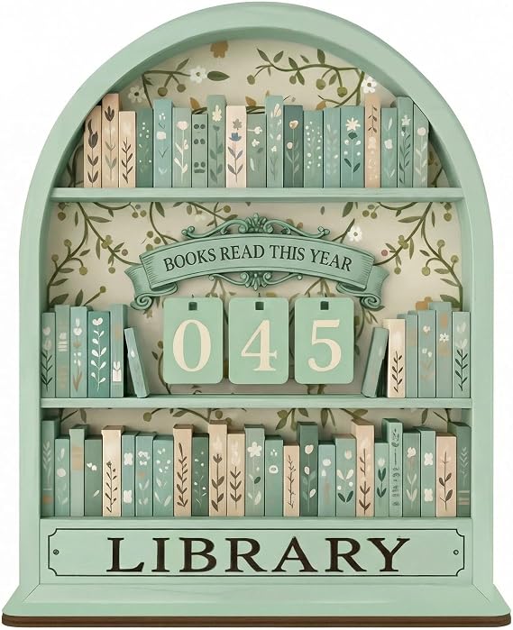 Books Read This Year Sign, Reading Tracker for Home Library Decor, Book Counter for Desk Display,Pink Reading Progress Indicator for Book Lovers and Students