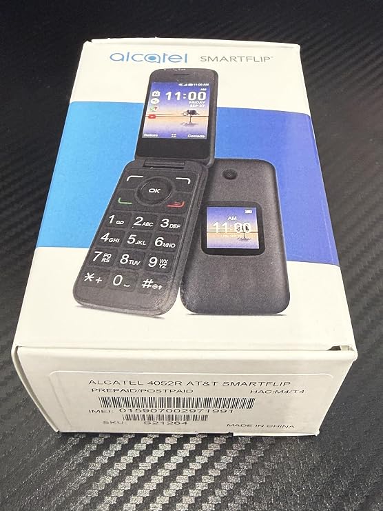SIMBROS AT&T Smartflip 4052R Flip Phone, Charcoal Black | Locked to AT&T