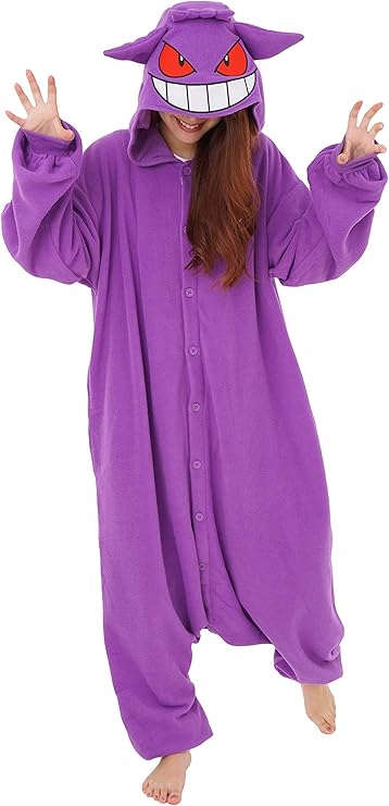 SAZAC Gengar Kigurumi - Premium Adult Pokemon Onesie - Luxurious Halloween Costume for Adults - Machine Washable Loungewear