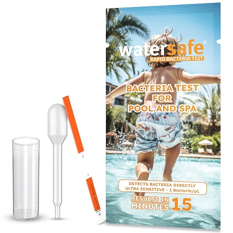 Pool and Spa Rapid Bacteria Test by Watersafe, Test Strips to Detect Down to 1 Bacteria/L in 15 Minutes, Including E. coli and Salmonella, Single Test