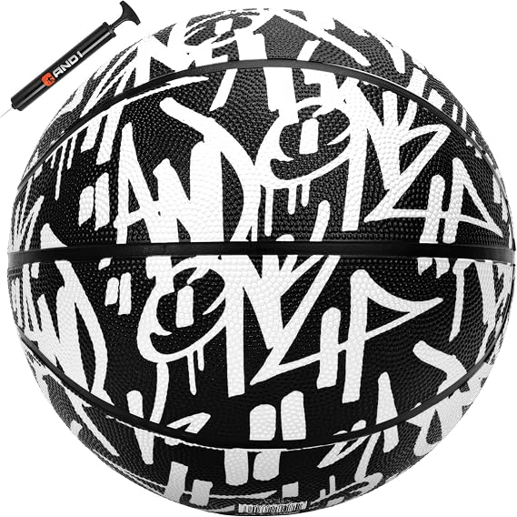 AND1 Fantom Graffiti 27.5 Rubber Basketball: Streetball for Indoor and Outdoor Use, Deep Channel Construction and Durability, Includes 10 Pump
