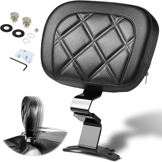 PBYMT Adjustable Driver Backrest, Plug-in Rider Backrest Fit for Harley Davidson Touring Street Glide Road Glide Electra Glide Road King 20092024, Black