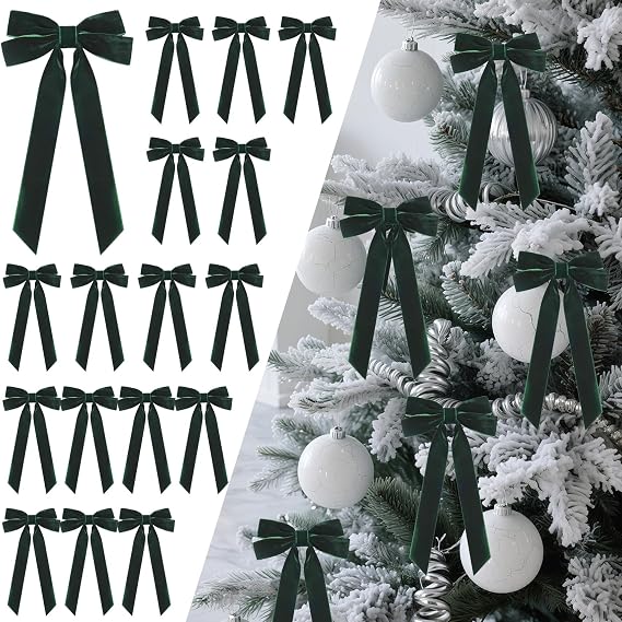 Senjie Velvet Bows for Christmas Tree, Christmas Bows for Gift Wrapping