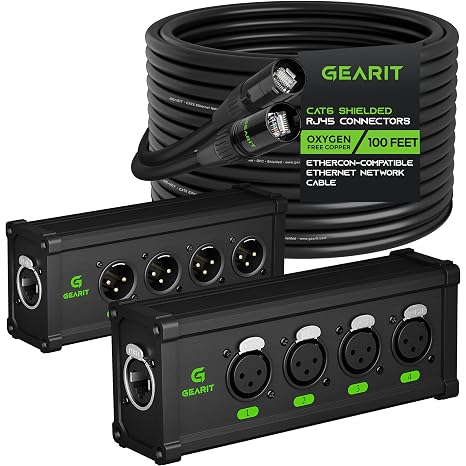 GEARit 100ft EtherCon-Compatible Cable & 4CH Extender