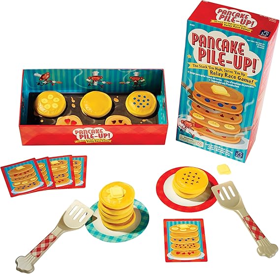 Educational Insights Pancake Pile-Up - Relay Race Games for Kids, Gross Motor Preschool Games for 4 Year Olds, Birthday Party Activities, Matching and Patterning Toddler Game