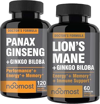 Nomost Korean Red Panax with Lions Mane Supplements with Ginkgo biloba for Healthy welbeing and Lifestyle.