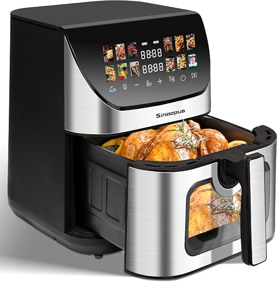 Hot Air Fryer 8.5 L XXL Airfryer 1800 W Touchscreen 12 Automatic Programmes Viewing Window & Temperature Control Dishwasher Safe for 4-5 People (Black)