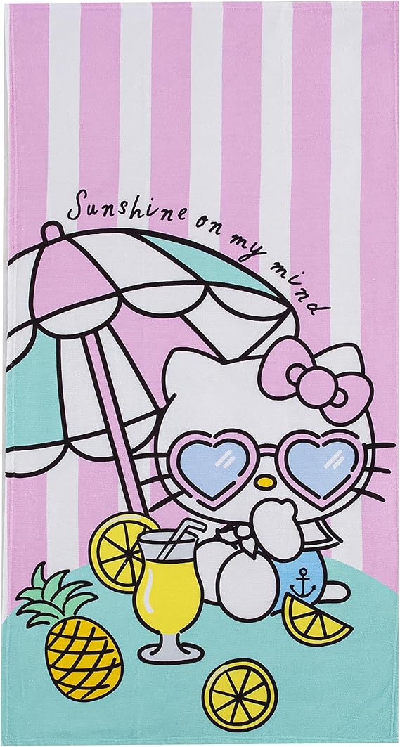 Northwest Hello Kitty Beach Towel, 30" x 60", Umbrella Drink