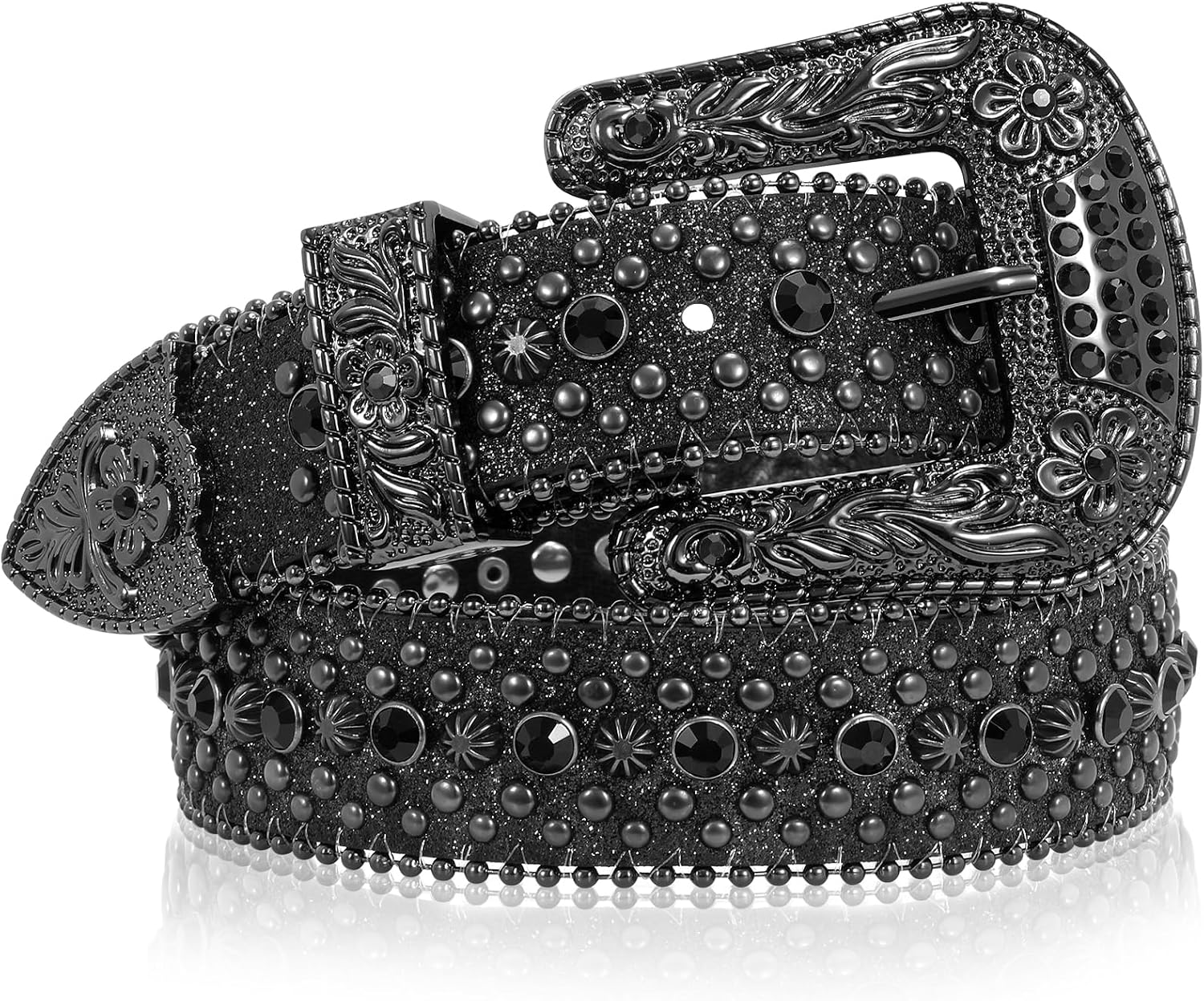 SUOSDEY Men Women Rhinestone Belt Western Cowboy Cowgirl Shine Crystal Diamond Studded Luxury Strap Belts