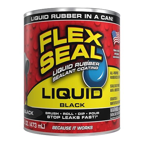 Flex Seal Liquid Rubber Sealant Coating, Waterproof, Black, 16 oz