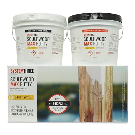 System Three SculpWood Max Putty Epoxy Wood Filler, 2 Gallon Kit