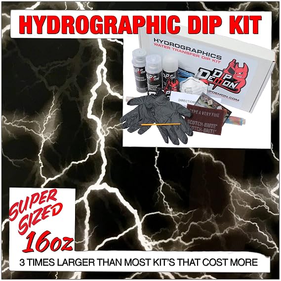 Hydrographic Dip Kit Black Lightning Thunder 16oz dip Demon Hydro dip Dipping