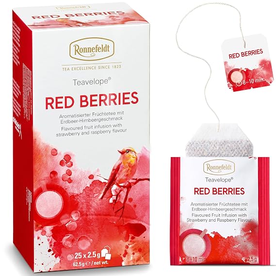 Ronnefeldt Teavelope Red Berries Fruit Tea Bags, Caffeine Free, 25 Ct