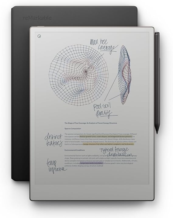 reMarkable Paper Pro with Marker Plus and Black Leather Book Folio | 11.8 color e ink paper tablet with reading light, digital notebook for writing, reading, and better thinking