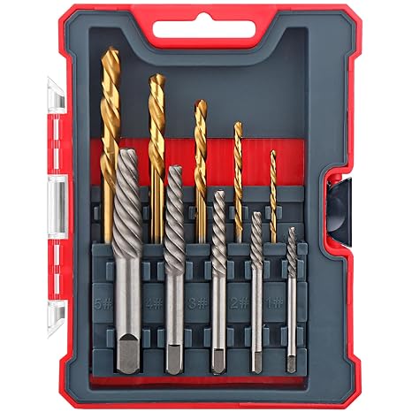 Hi-Spec Screw Extractors & HSS Drill Bit Set Easy Out Studs and Bolts