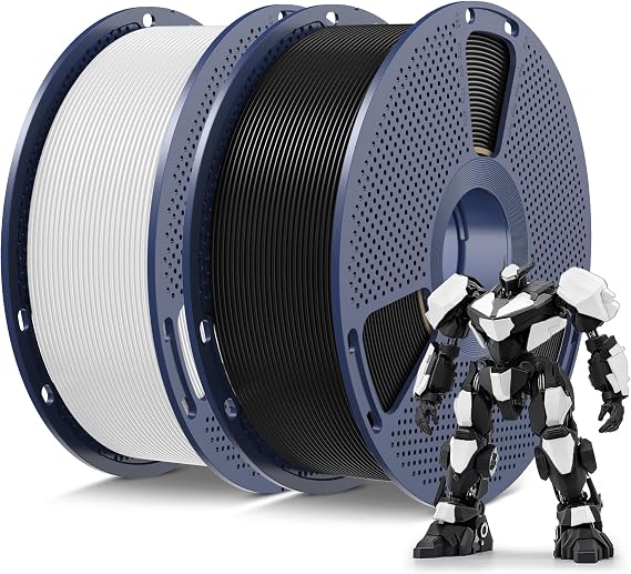 SUNLU PLA 3D Printer Filament, Black & White, 2-Pack, 2KG Total