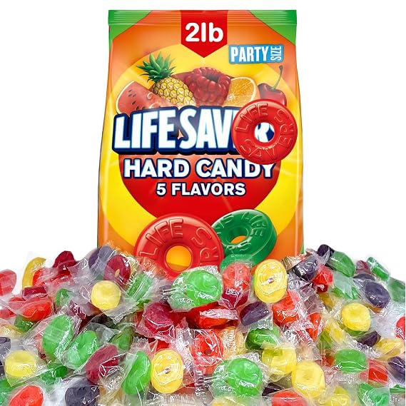 Fruit Candy Mix 2LB Assorted Hard Candy in 5 Flavors: Cherry, Raspberry, Watermelon, Orange & Pineapple Bulk Individually Wrapped Sweets for Holidays, Parties, Sharing & Everyday Treats