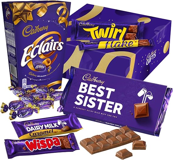 Cadbury "Best Sister" Chocolate Gift - Full Size Cadbury Chocolate Bars including Flake, Caramel, Twirl, Dairy Milk and More.