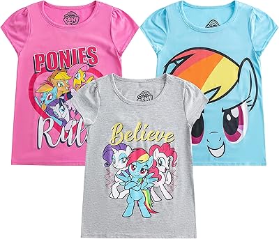 My Little Pony Girls 3 Pack Short Sleeve T-Shirt for Big Kids