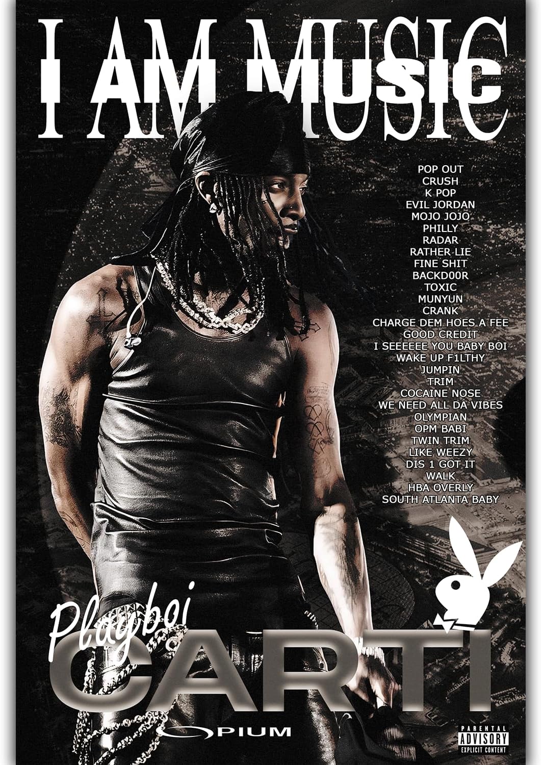 Playboi Carti I am Music Rapper Album Music Poster for Teen Boys Room Wall Art Bedroom Decor Unframed Various Sizes Playboi Carti, 8x12