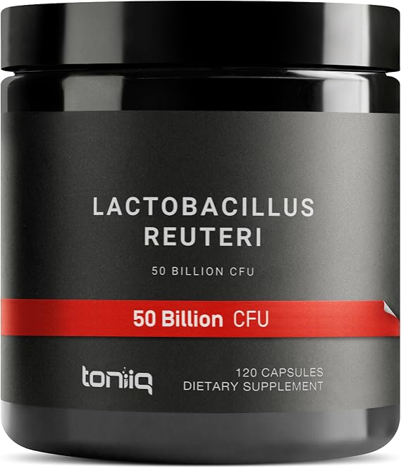 Toniiq 50 Billion CFU Lactobacillus Reuteri Probiotic 50mg per Serving | L Reuteri Probiotics - Highest CFU Count Lactobacillus Reuteri Probiotic - 120 Vegetarian Capsules - 120 Servings