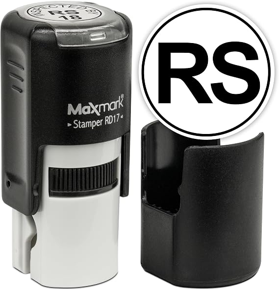 MaxMark Custom Round Self Inking Initials Stamp - 15 Colors to Choose
