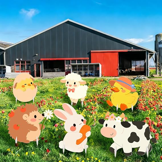 6pcs Farm Themed Party Decorations Yard Farm Decorations for Party