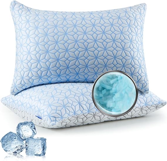 Bed Pillows Queen Size Set of 2,Cooling Pillow Memory Foam Pilows 2 Pack, Adjustable Foam Sleeping Pillows with Washble Pillowcase for Side Back Stomach Sleepers